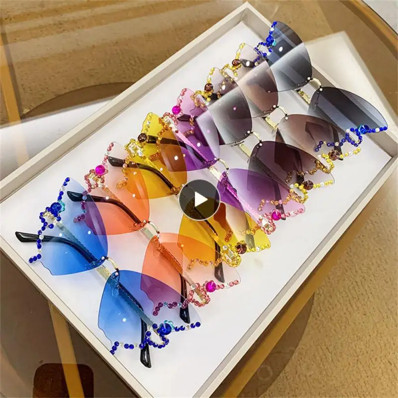

Butterfly Frame Sunglasses Comfortable To Wear Frameless Butterfly Shaped Butterfly Glasses Exaggerated Diamond Inlaid Diamond