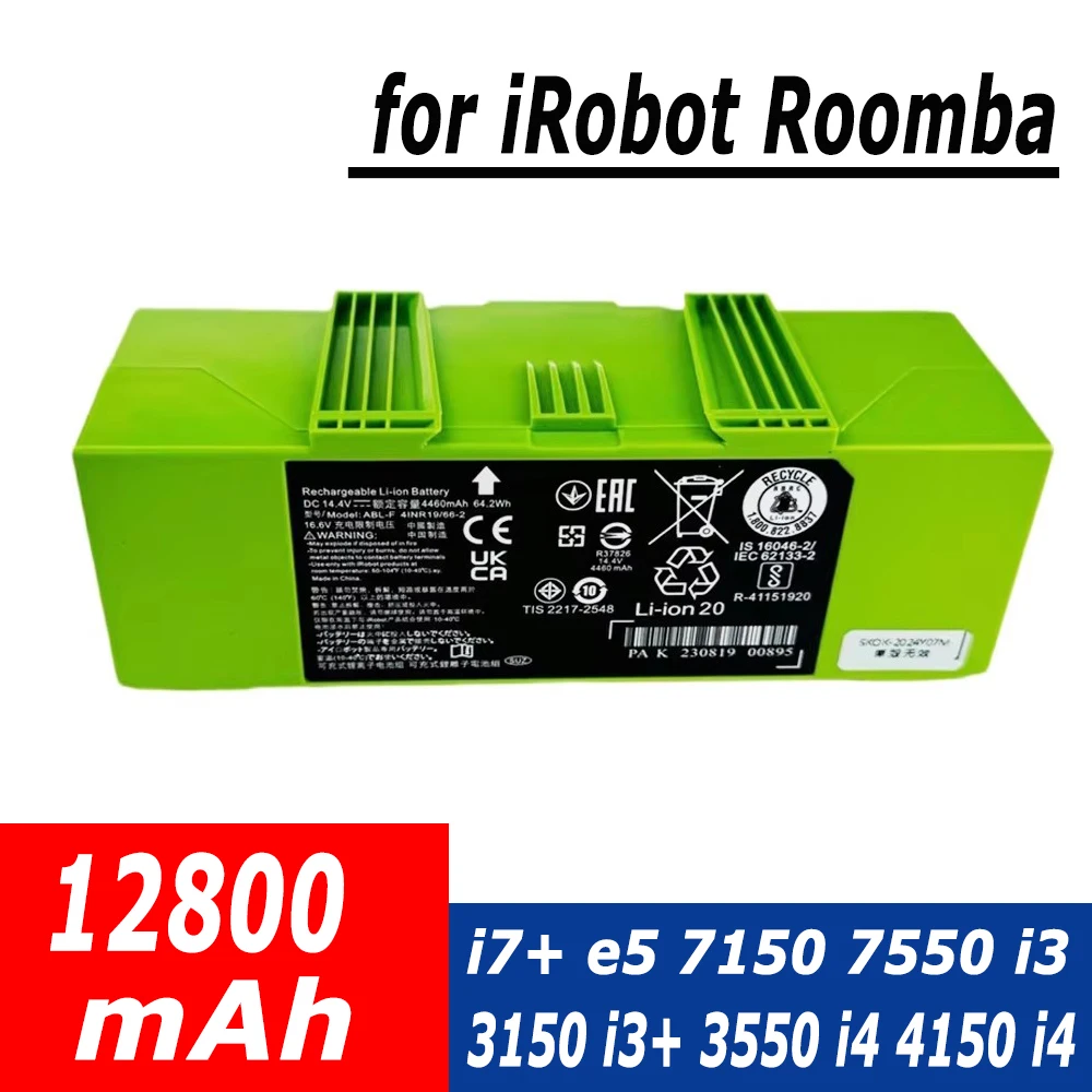 Фото Аккумулятор i7 14.4V 12800mAh для iRobot Roomba серий e и i, i7+ e5 7150 7550 i3 3150 i3+ 3550 i4 4150 i4+ 4624864 №1