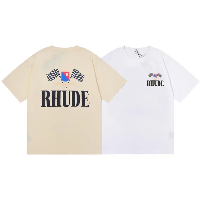 

RHUDE Letter Flag Print TEE Men's and Women's Casual Short Sleeve T-shirt