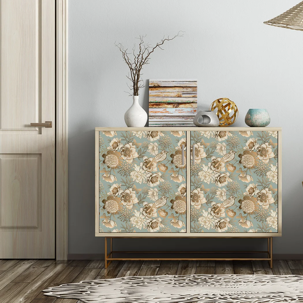 

Bird Tree Flower Self Adhesive Wallpaper Floral Vintage Peel and Stick Removable Wallpaper Wall Sticker Papel De Parede