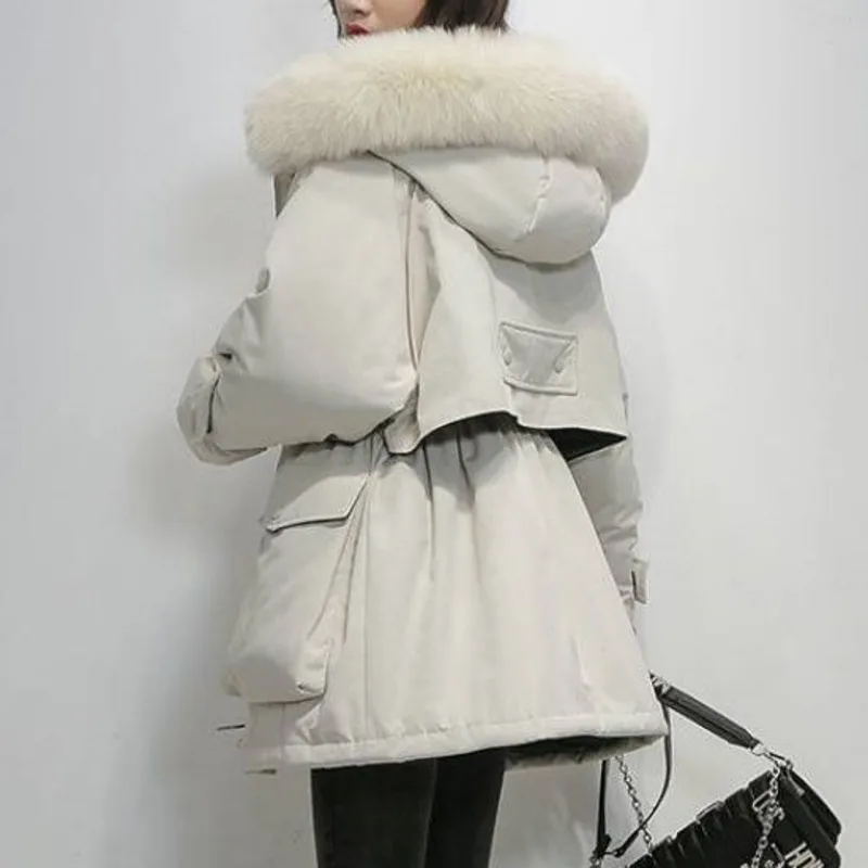 New Winter Women's Jacket Parka Medium Long Korean Down Cotton Coat Women Loose Thickened Large Wool Collar Clothes Female Coats