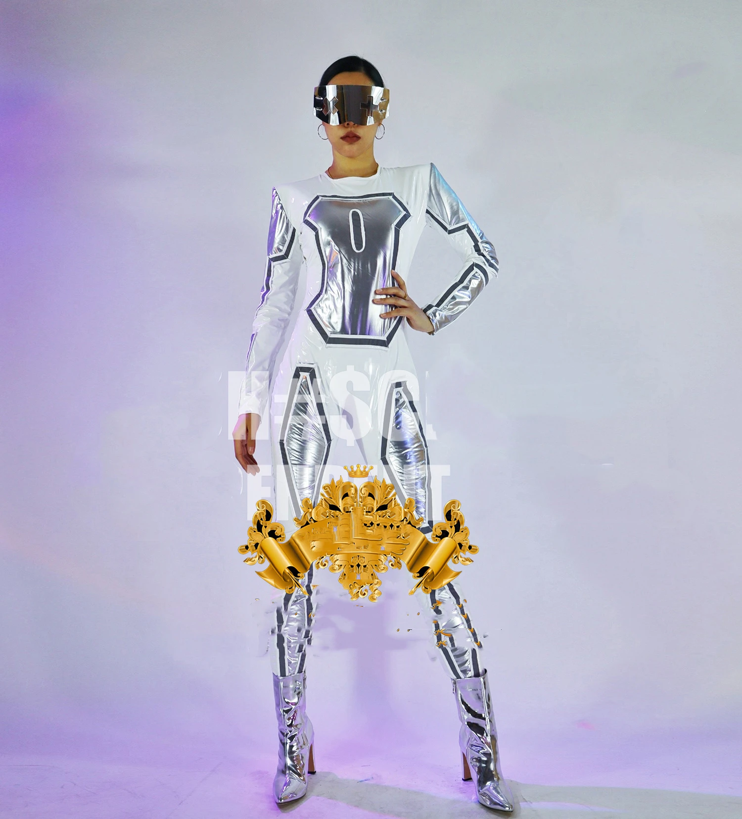 Робот светящийся полосатый костюм сексуальный ночной клуб женский gogo технология