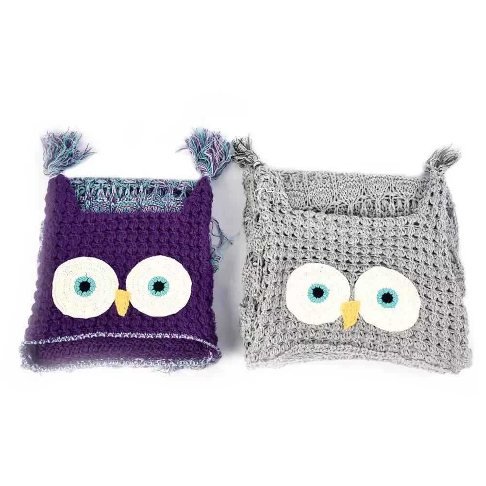 

NEW IN Crocheted Hooded Owl Blanket Animal Owl Style Poncho Novelty Boys Girlds Kids Knitted Hooded Poncho Blanket