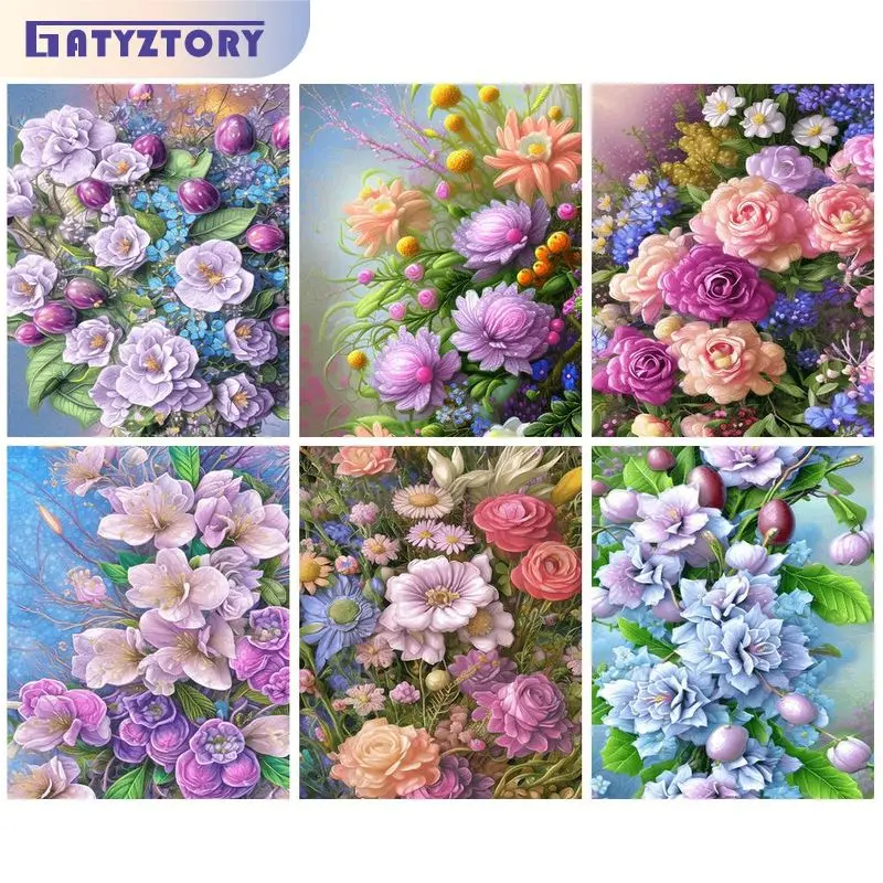 

GATYZTORY Acrylic Painting By Numbers Frame Picture Drawing Colorful Flowers Adults Crafts Painting Decor Art Supply Home Decor