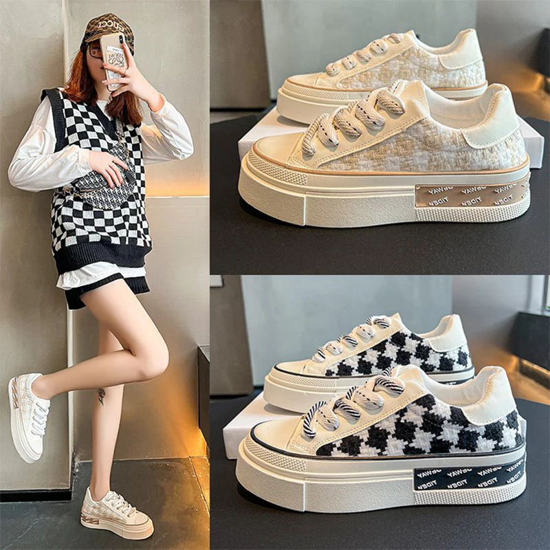 

Platform Women Shoes Height Increasing Canvas Wedges Platform Heels Shoes Sneakers Ladies Walking Lace Up Casual Shoes