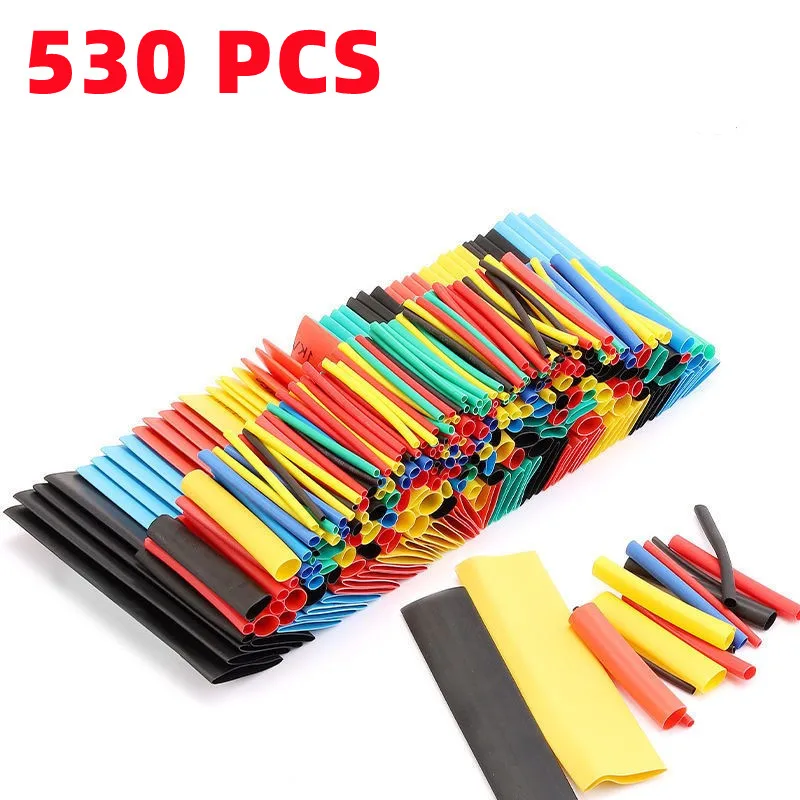 

127-530 PCS,Polyolefin Shrinking Assorted Heat Shrink Tube Wire Cable Insulated Sleeving Tubing Set 2:1 Waterproof Pipe Sleeve