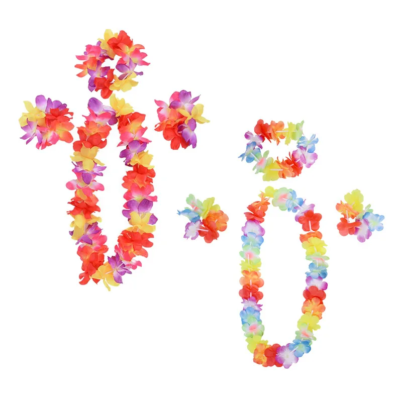 

Hawaiian Christmas Wreath Door Decorations Hawaiian Party Artificial Wreath Necklace Beach Holiday Party Supplies