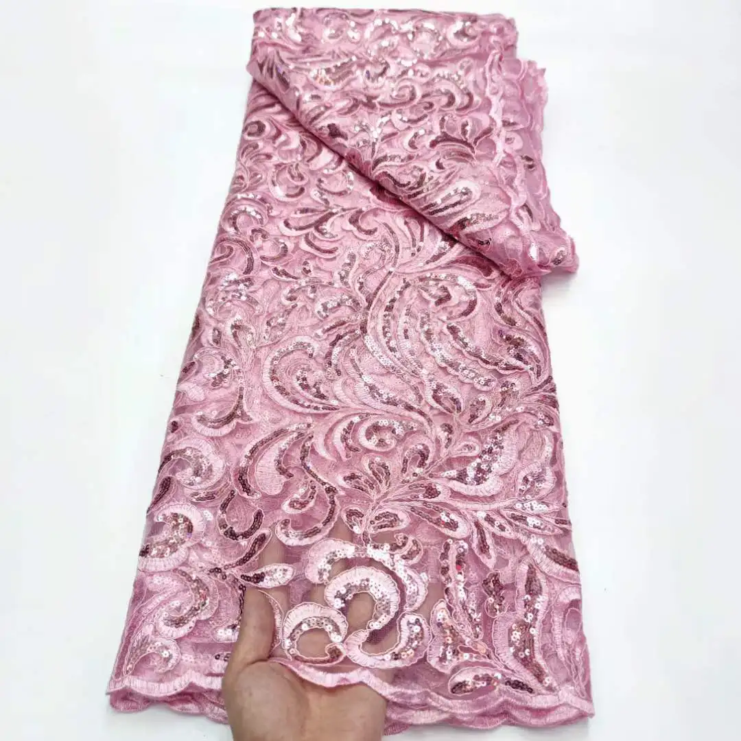 2024 кружевная ткань с 3D аппликацией и блестками золотая линия Высококачественная