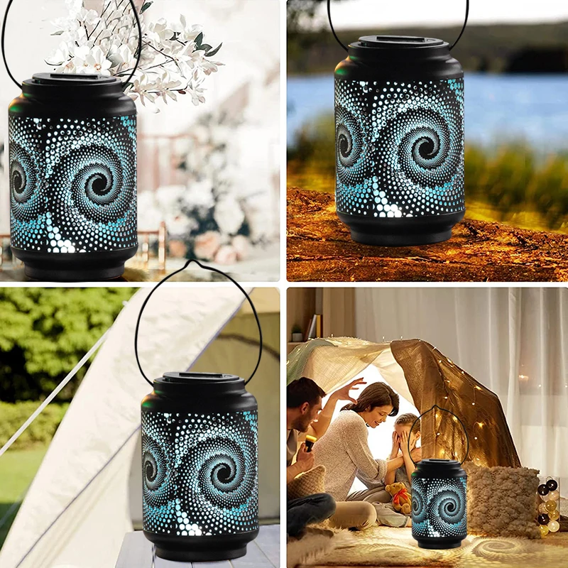 Creative Night Lamp New Solar Lantern Outdoor Hanging Lanterns with Handle Waterproof LED Projection Light Garden Decor Gift images - 6