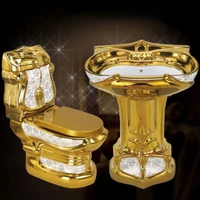 european toilet gold plated tuhao gold retro toilet gold relief color toilet bathroom mute large caliber