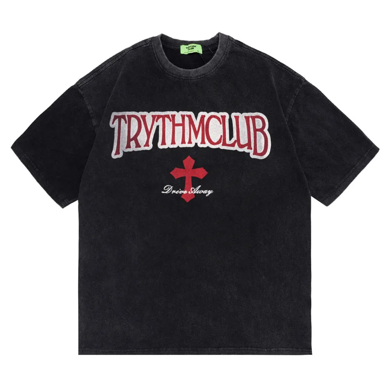 

Hip Hop Oversize Retro Washed T-Shirt Streetwear Harajuku Alphabet Printed T Shirt 2022 Men Spring Summer Short Sleeve Tshirt