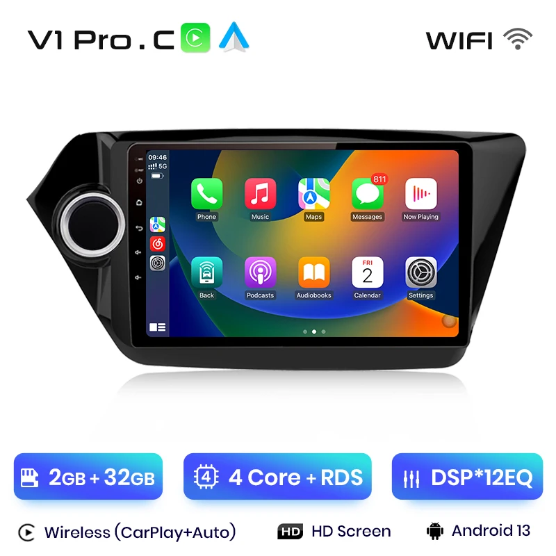 

Автомагнитола Junsun, 2 Din, Android 12, для KIA RIO 3 2011 2012 2013-2016, мультимедийный видеоплеер, стерео, беспроводной, Carplay, авто, GPS, RDS