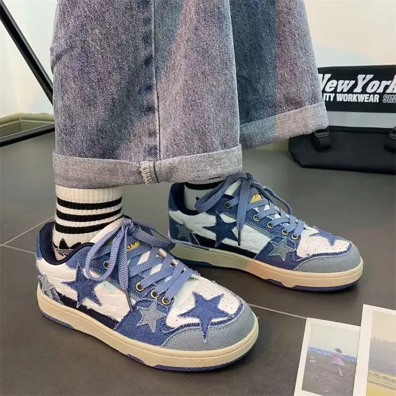 Star board shoes women's shoes versatile casual denim sneakers flat shoes