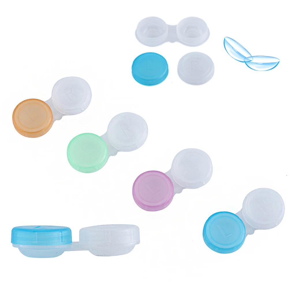 

1pc Simple Contact Lens Case Box Eyewear Accessories Cute Travel Box Container For Lenses Random Color Wholesale