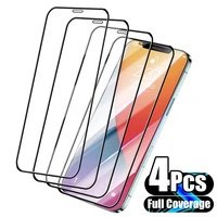 4pcs full cover protective glass for iphone 13 11 12 pro max screen protector for iphone x xs max xr 13 mini glass