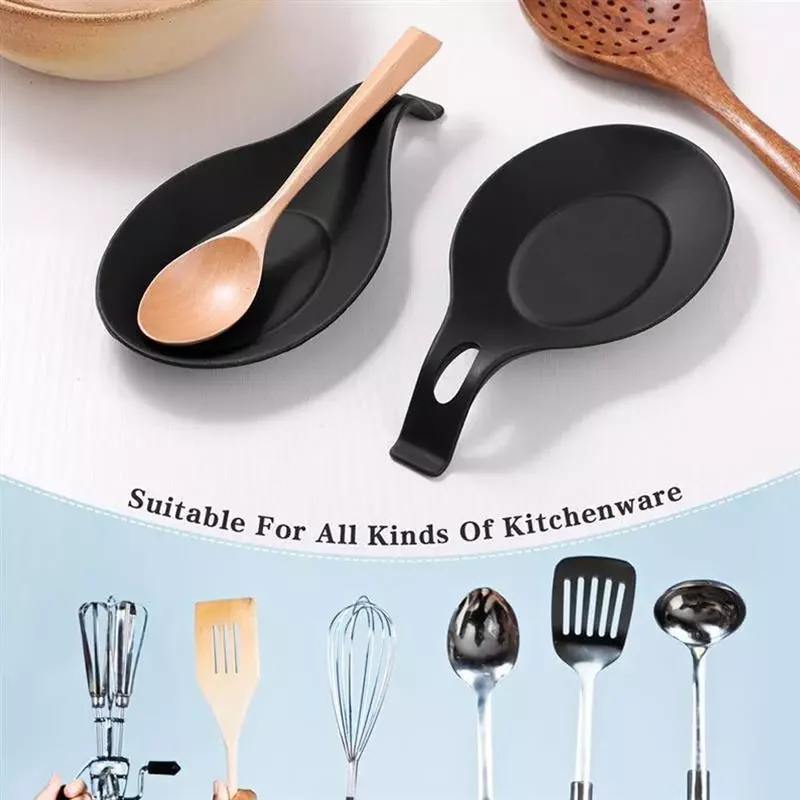 

1pc Silicone Spoon Holder Heat Resistant Scoop Shelving Spoon Rest Pot Clips Spatula Support Pad Rack Stand Kitchen Storage Tool