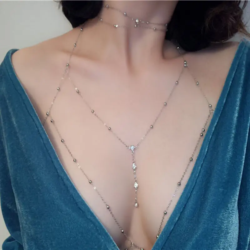 Цепочка для тела Jewdy с кристаллами Стразы открытый бюстгальтер цепочка Ожерелье