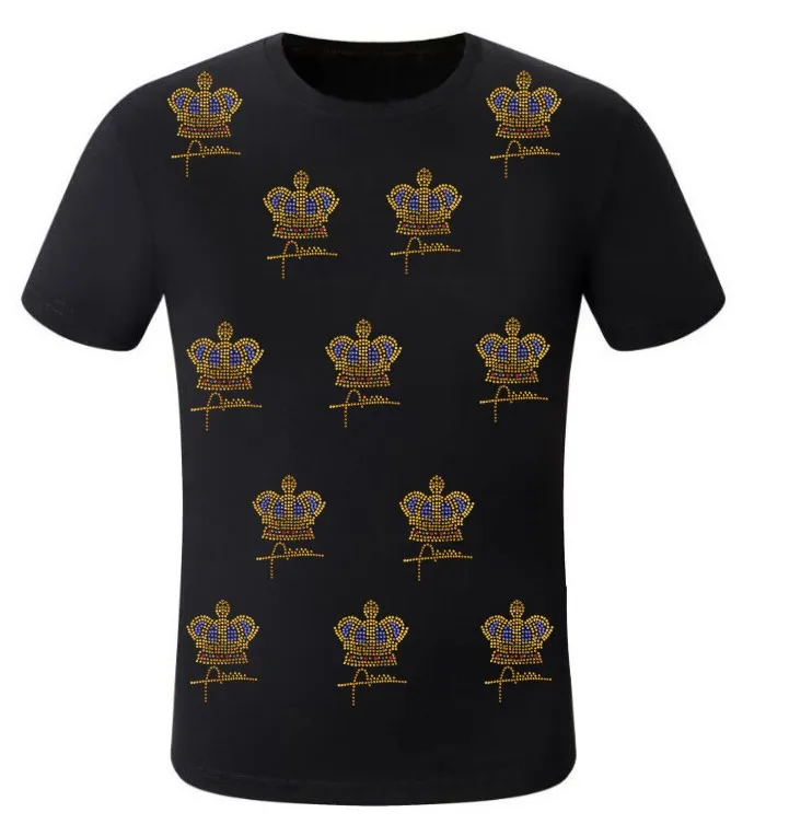 

BORUNKE T-shirt Men Rhinestones brand designer T-shirt summer tees drop shipping