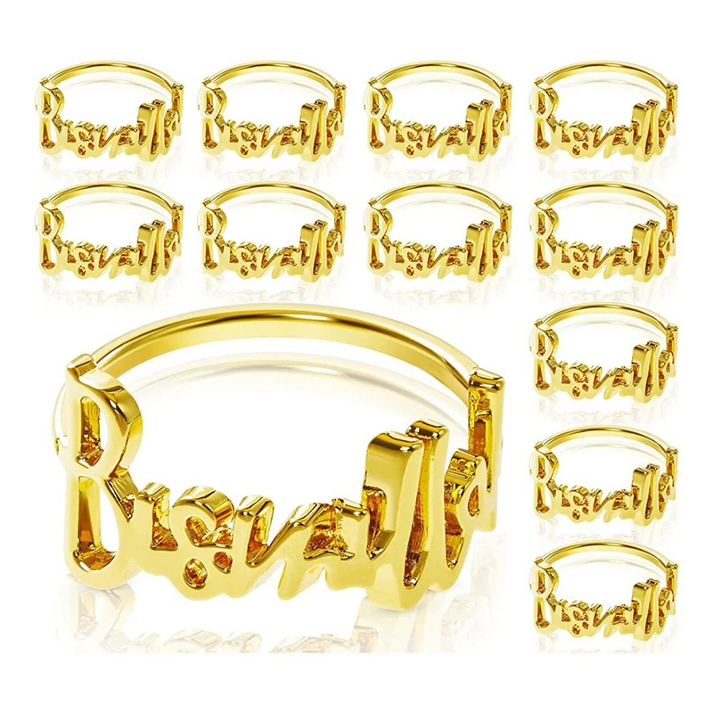 

12PCS Bismillah Metal Napkin Rings Letter Metal Napkin Ring Set, Letter Napkin Rings Set For Ramadan Napkin Ring