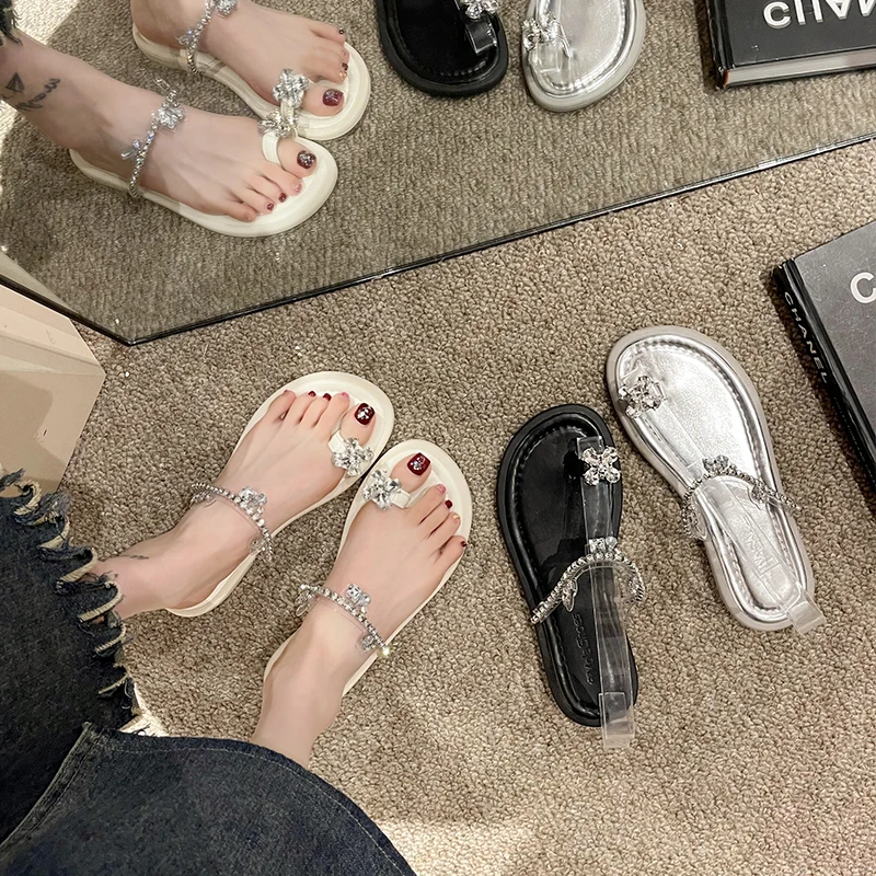 

Шлепанцы женские резиновые, мягкие тапочки на плоской подошве, с бантом-бабочкой, блестящие, Низкие Модные, Гавайский стиль, роскошные, лето