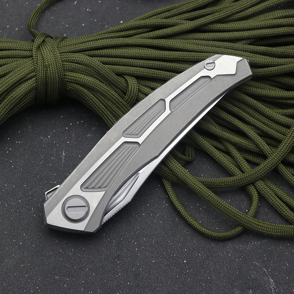 JUMCSONG Quantum TC4 титановая ручка лезвие D2 походный охотничий Складной Нож EDC