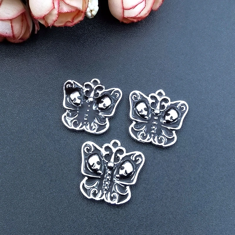 

6pcs/pack Metal Skull Butterfly Charms Pandent Earring Keychain Necklace Pendant Jewlery Findings