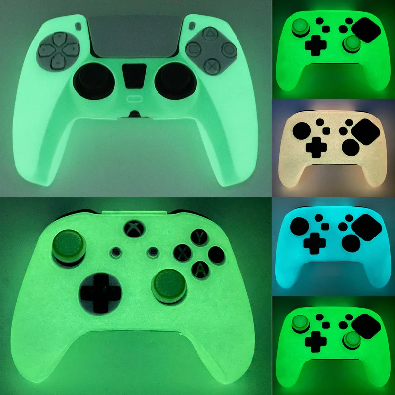 Glowing in the dark Game Controller Cover For PS3/PS4/PS5/Xbox/Switch Pro Controller Skin Luminous Silicone Covers Accessories