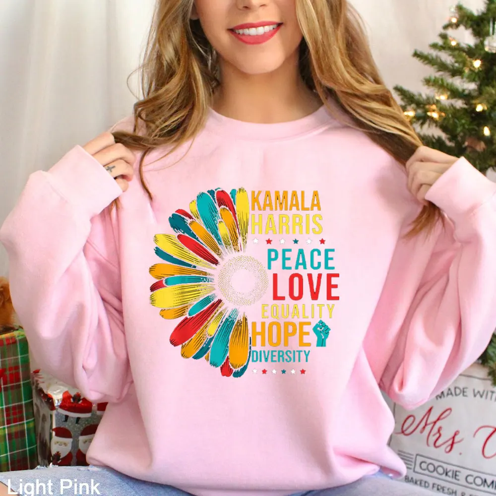 Kamala Harris Peace Love Equality Hope Diversity Толстовки президента Мадам женские топы большого