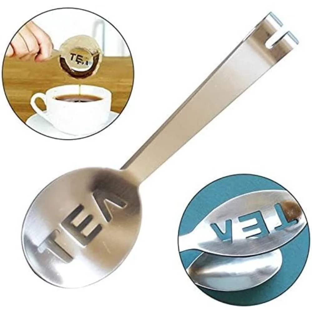 Tea Bag Squeezer Filter Stainless Steel Letter Clip Hot Spoon Lemon 、Kitchen Food 、 、Small Ice
