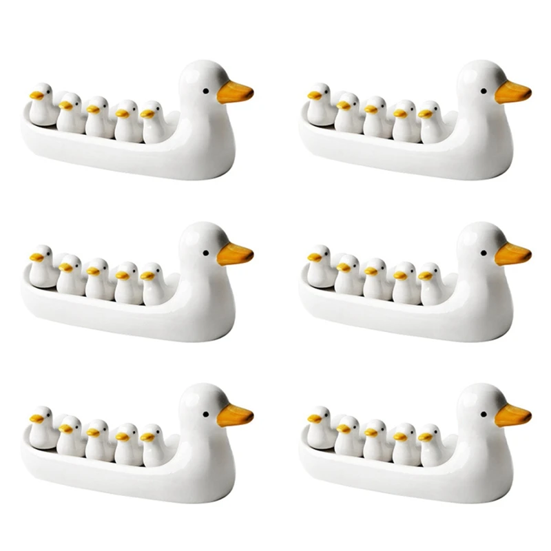 

36Pcs Lovely Duckling Chopstick Holder Set Support Fork Coffee Spoon Small Creative Dish And Duck Stand Kithchen Tools