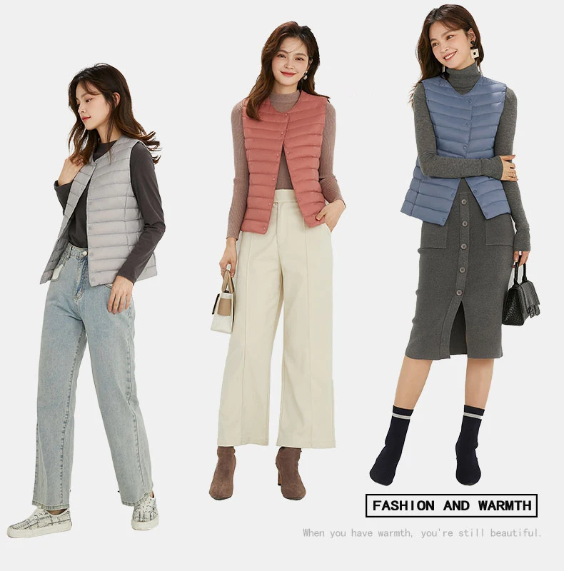 Spring Autumn Women Ultra Light Thin Down Vest White Duck Down Warm Winter Slim Waistcoat Under Parka Female Portable Outwear