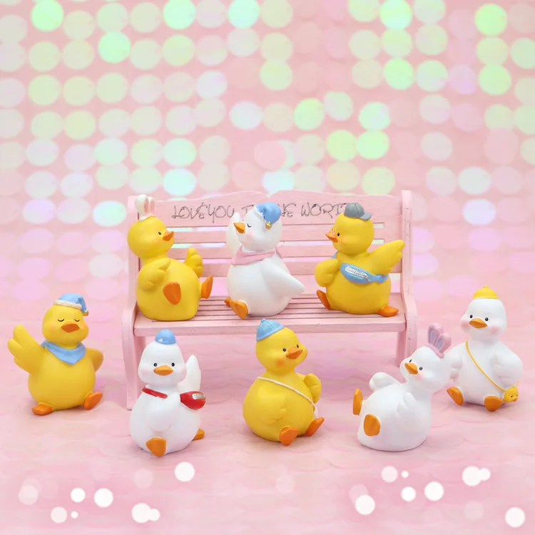 

Cute Duck Figurine Miniatures Kawaii Animal Decorative Craft Cartoon Car Ornament Baby Room Decoration