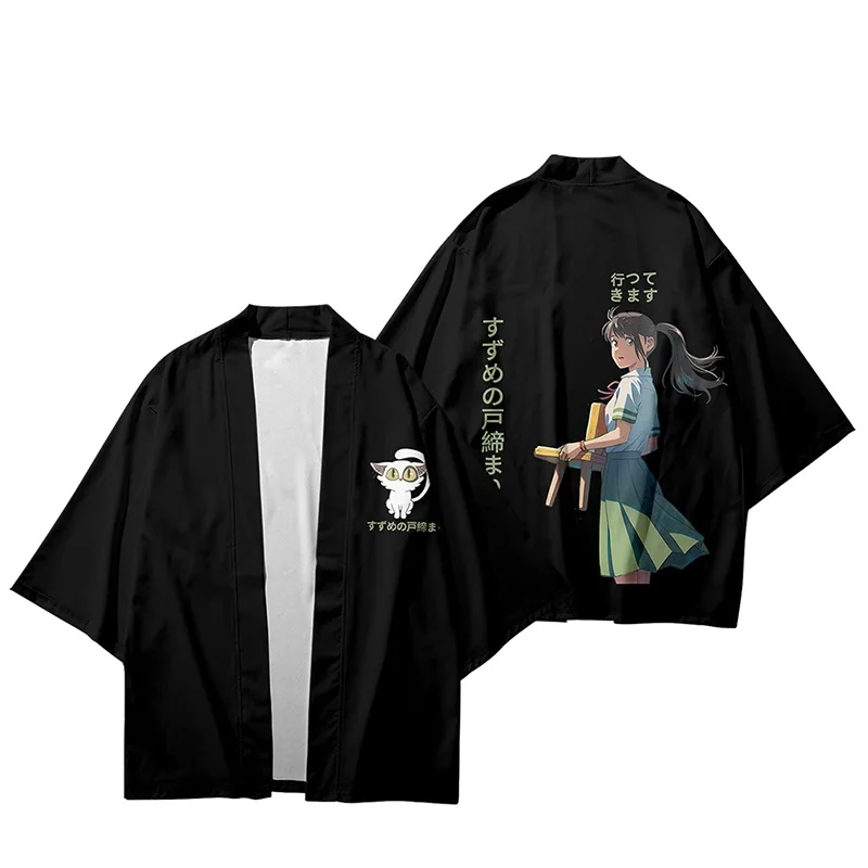 

Anime Suzume No Tojimari Japanese Kimono Haori Yukata Cosplay Women/Men Fashion Summer Short Sleeve Kimono Shirts Streetwear