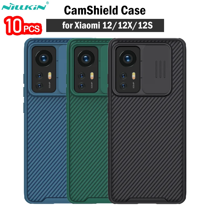 10Pcs/lot Nillkin CamShield Pro Case for Xiaomi 12/12X/12S 6.28'' Case Cover PC+TPU Slide Camera Lens Protection Cover