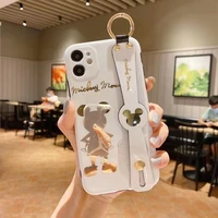 disney mickey mouse luxury wristband soft phone cases for iphone 11 pro max 12 mini xr xs max 8 x 7 se couple anti drop cover