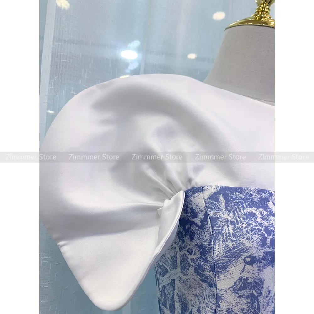 Вьетнамская нишевая Новинка 2024 французское романтичное платье с синим принтом