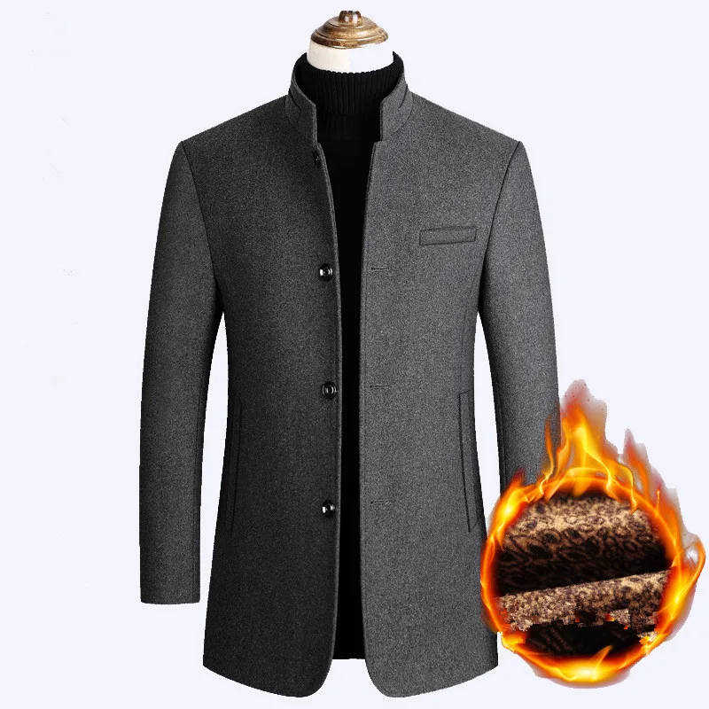 

Winter Wollen Jas Mannen Dikke Warme Windjack Wollen Fleece Jas Overjas Casaco Masculino Herfst Palto Casual Trench Peacoat