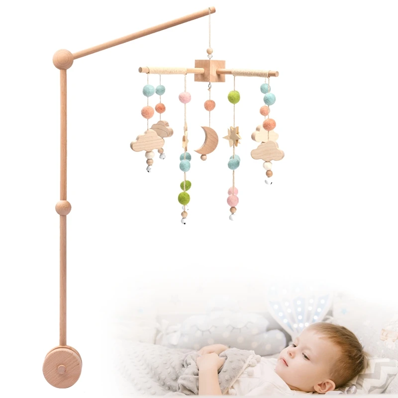 Детская погремушка, игрушка, 0-12 месяцев, деревянный мобильный телефон на кровати, музыкальная шкатулка для новорожденных, кровать, колокольчик, Висячие игрушки, держатель, кронштейн для детской кроватки, игрушки для мальчиков