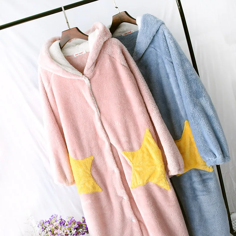 Women'S Pajamas Winter Underwear Plus Size Clothing Warm Star Robes Home Suit Nightwears Ladies with Pyjama  Onesies for Adults