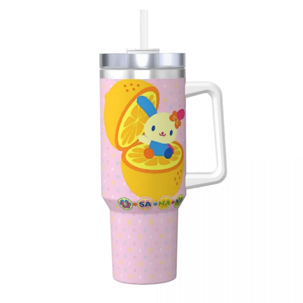 Usahana Kawaii Cartoon Anime Stainless Steel Tumbler Thermal Cups With Straws and Lid Large Capacity Mugs Cup Water Bottle