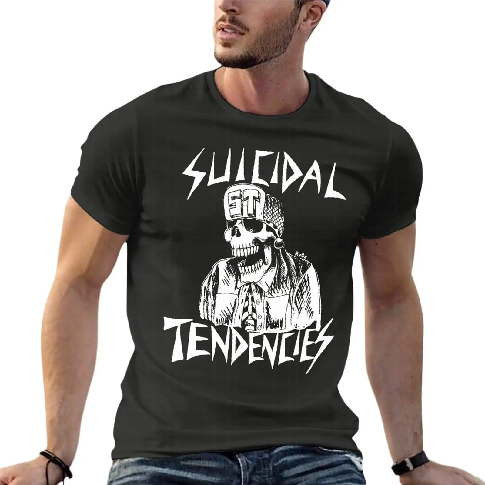 

Black Suicidal Tendencies Thrash Metal Rock Oversize Tshirt Custom Men Clothing 100% Cotton Streetwear Plus Size Top Tee