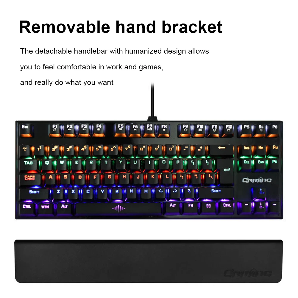 

Игровая клавиатура NKRO с синим переключателем, USB-клавиатура с подсветкой, механическая Универсальная клавиатура с 87 клавишами и подсветкой ...