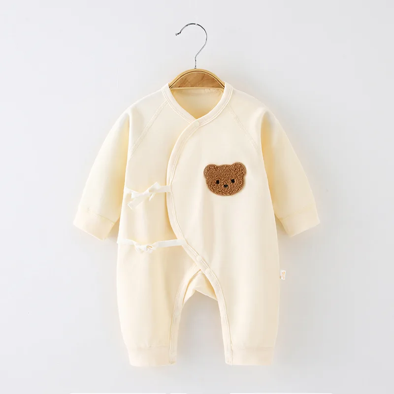 

2022 spring new baby rompers baby boneless jumpsuit newborn lace-up romper