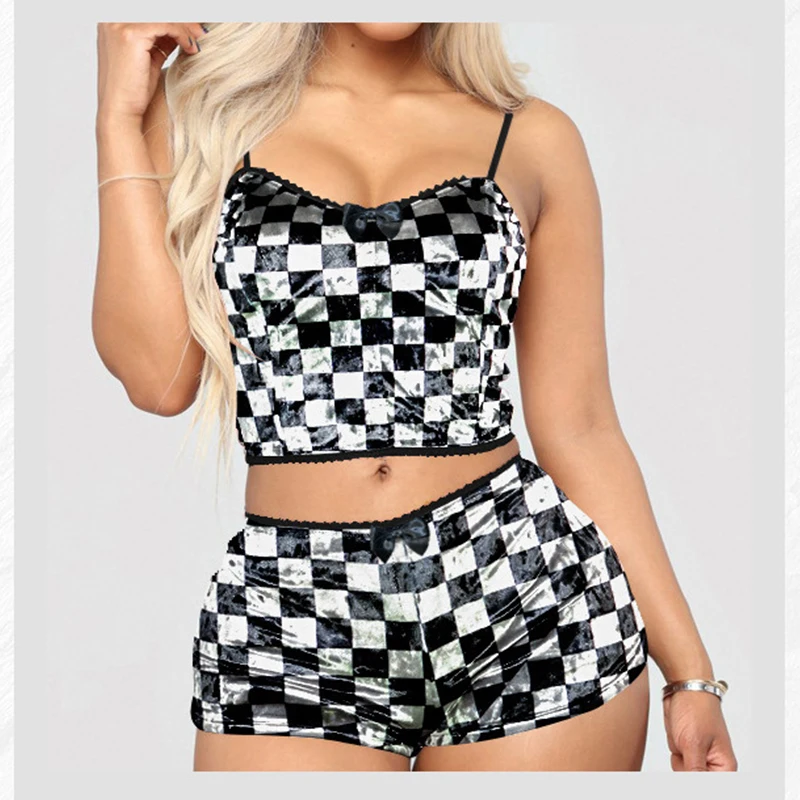 Женский Весенний Пижамный Комплект Из Двух Предметов С Подтяжками Жилет Без