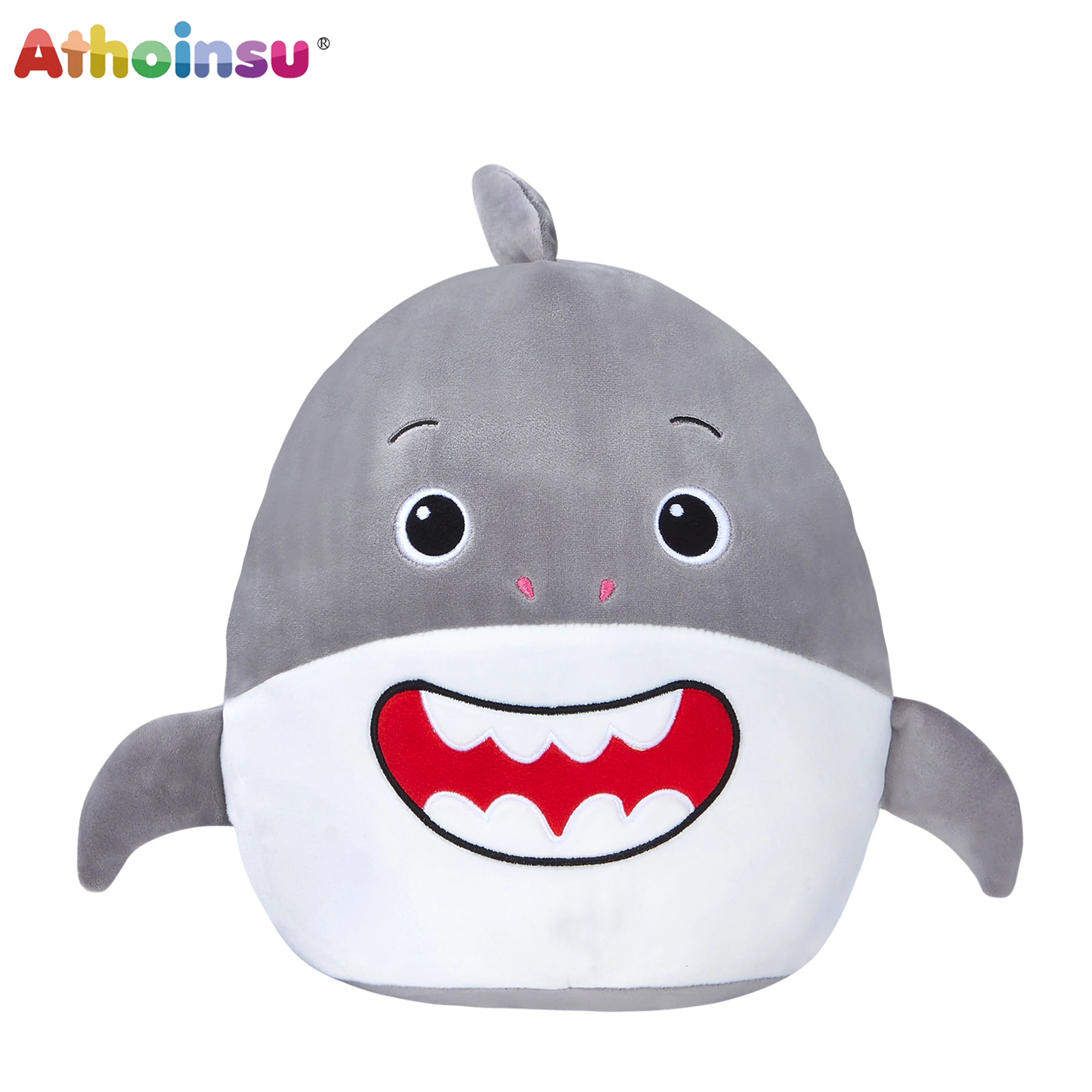 

Athoinsu Cute Shark Toy Throw Pillow Round Nap Pillow Cotton Filled Round Cushion Soft Safe Children Birthday Gift Home Decor