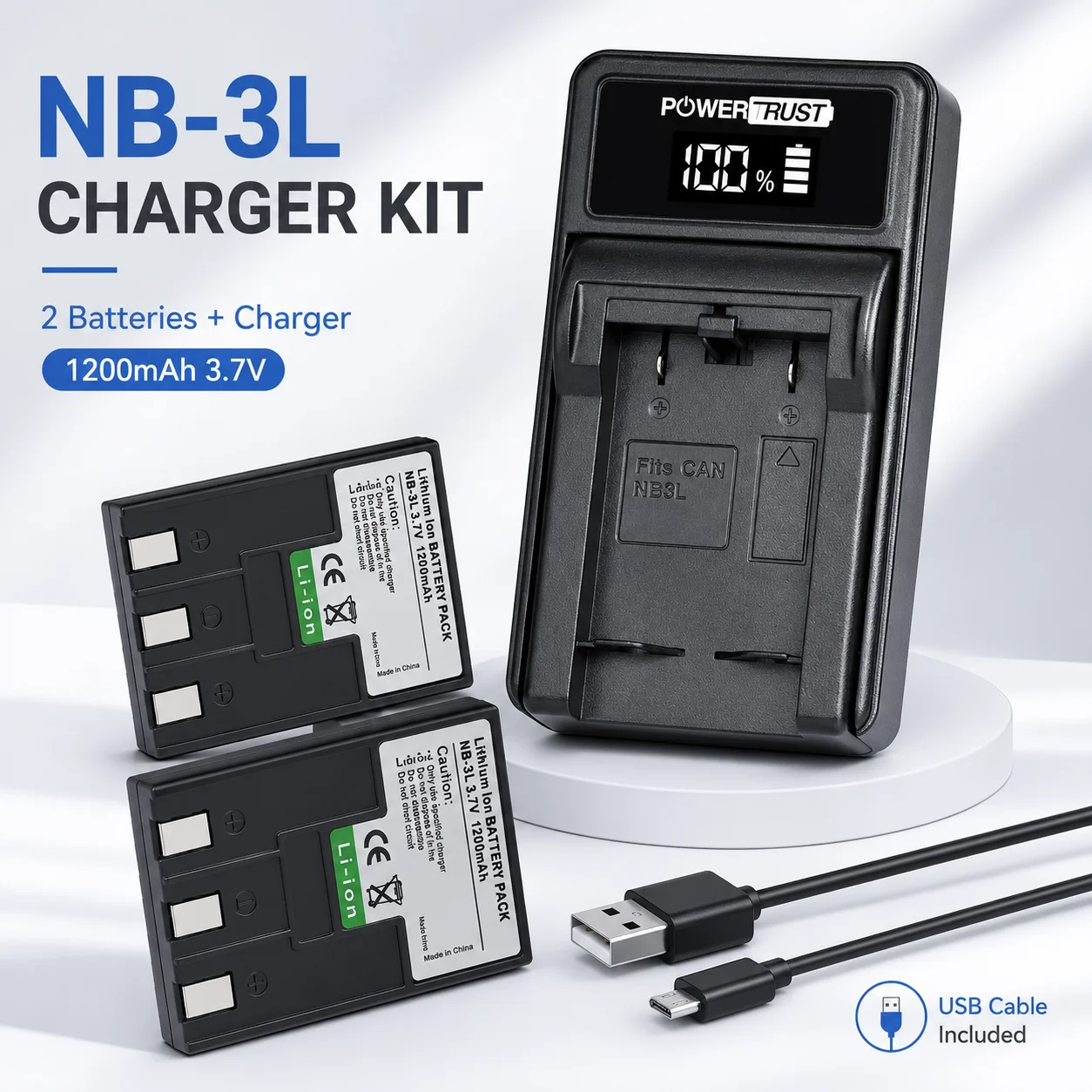 Фото Аккумулятор NB-3L с зарядным устройством, 1200 мАч, сменный аккумуляторный блок, совместимый с камерами Canon IXUS IXY Digital PowerShot Series №1