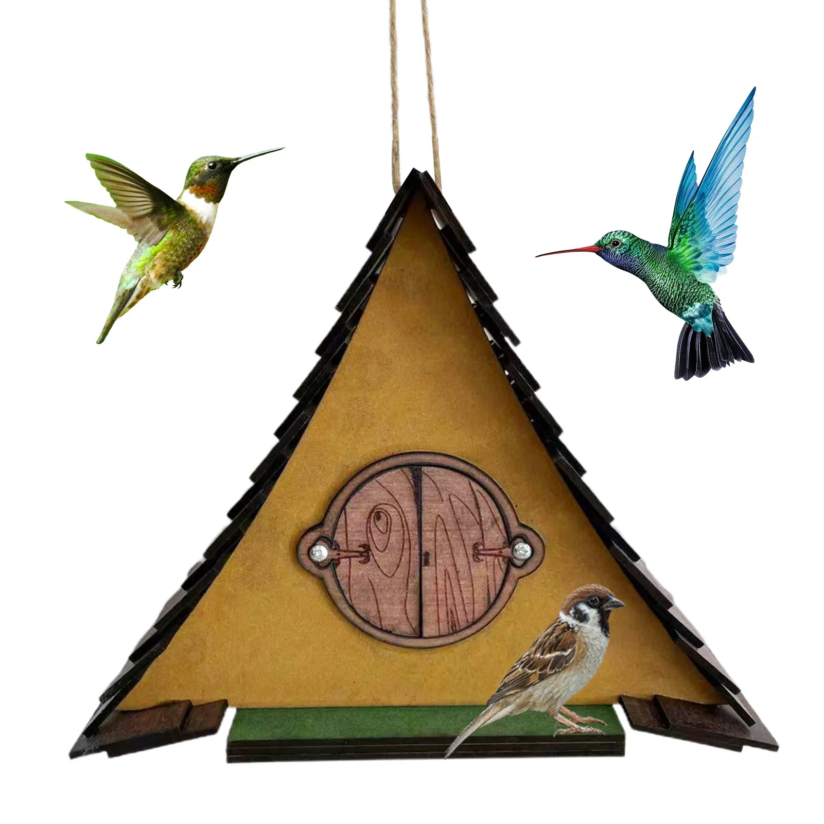 

Домик для птиц, деревянный, ручная роспись, с веревками