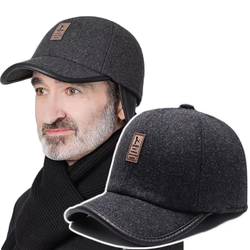 

Winter Warm Wool Hat Ear Cap Sport Baseball Cap for Men Snapback Women Casquette Bones Dad Caps Gorras Earflaps Hats