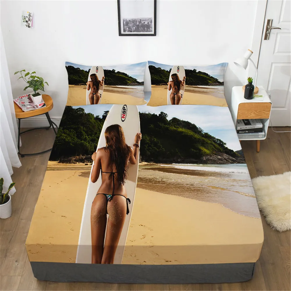 

3D Comforter Set Sexy Girl Print Quilt Duvet Covers Home Bedclothes Queen King Size Modern Bedding Fitted Sheet Sheets Bed Cover