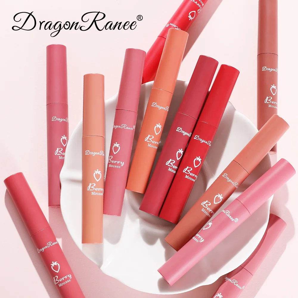 Помада для губ с эффектом затенения "Клубника" Nude Makeup для женщин, косметика, долговременная стойкость, сексуальная красная, тыквенно-коричневая матовая жидкая помада 1 шт.